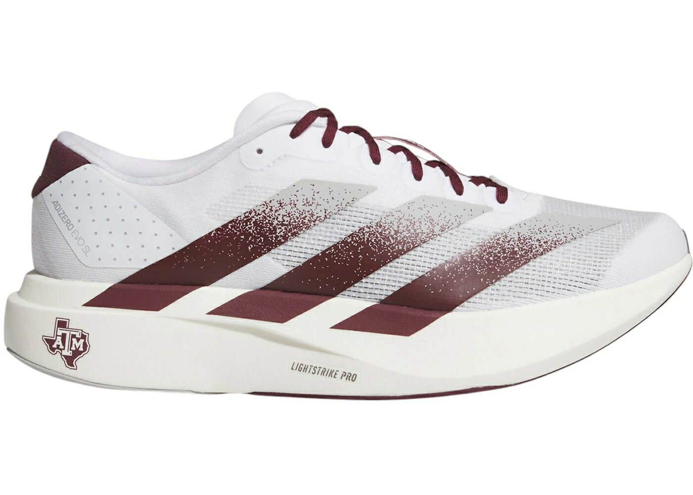 アディダス アディゼロ テキサス 白色 ホワイト チーム マルーン テキサスA&M スニーカー メンズ ADIDAS ADIZERO EVO SL TEXAS A&M / CLOUD WHITE TEAM MAROON STONE