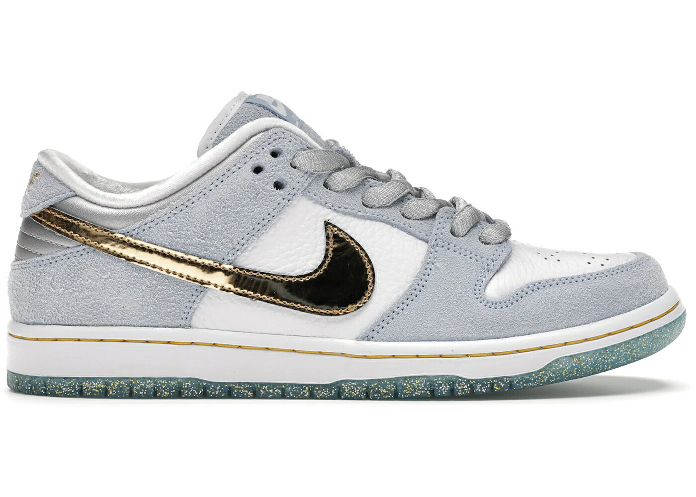 ナイキ エスビー ダンク 青味 青み 白いこと 白いこと ゴールド ダンクロー スニーカー メンズ NIKE SB DUNK LOW SEAN CLIVER (SPECIAL BOX) / ICE BLUE WHITE METALLIC GOLD