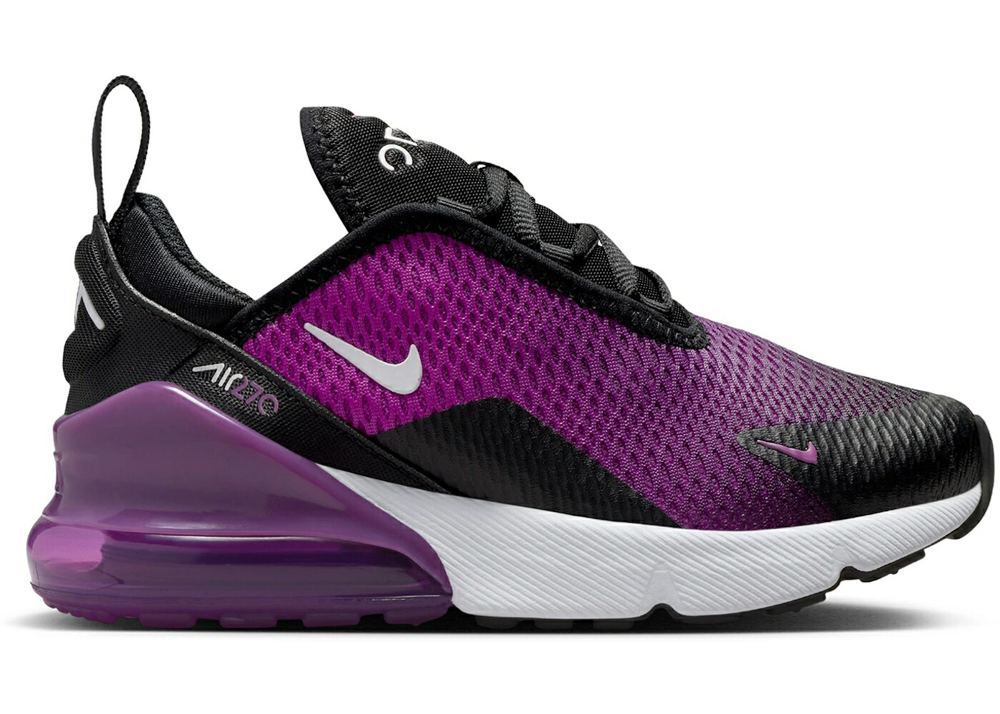 ナイキ マックス 黒色 ブラック 紫 パープル 白色 ホワイト エアマックス ジュニア キッズ NIKE AIR MAX 270 BLACK VIVID PURPLE (PS) / BLACK VIVID PURPLE WHITE ベビー マタニティ スニーカー