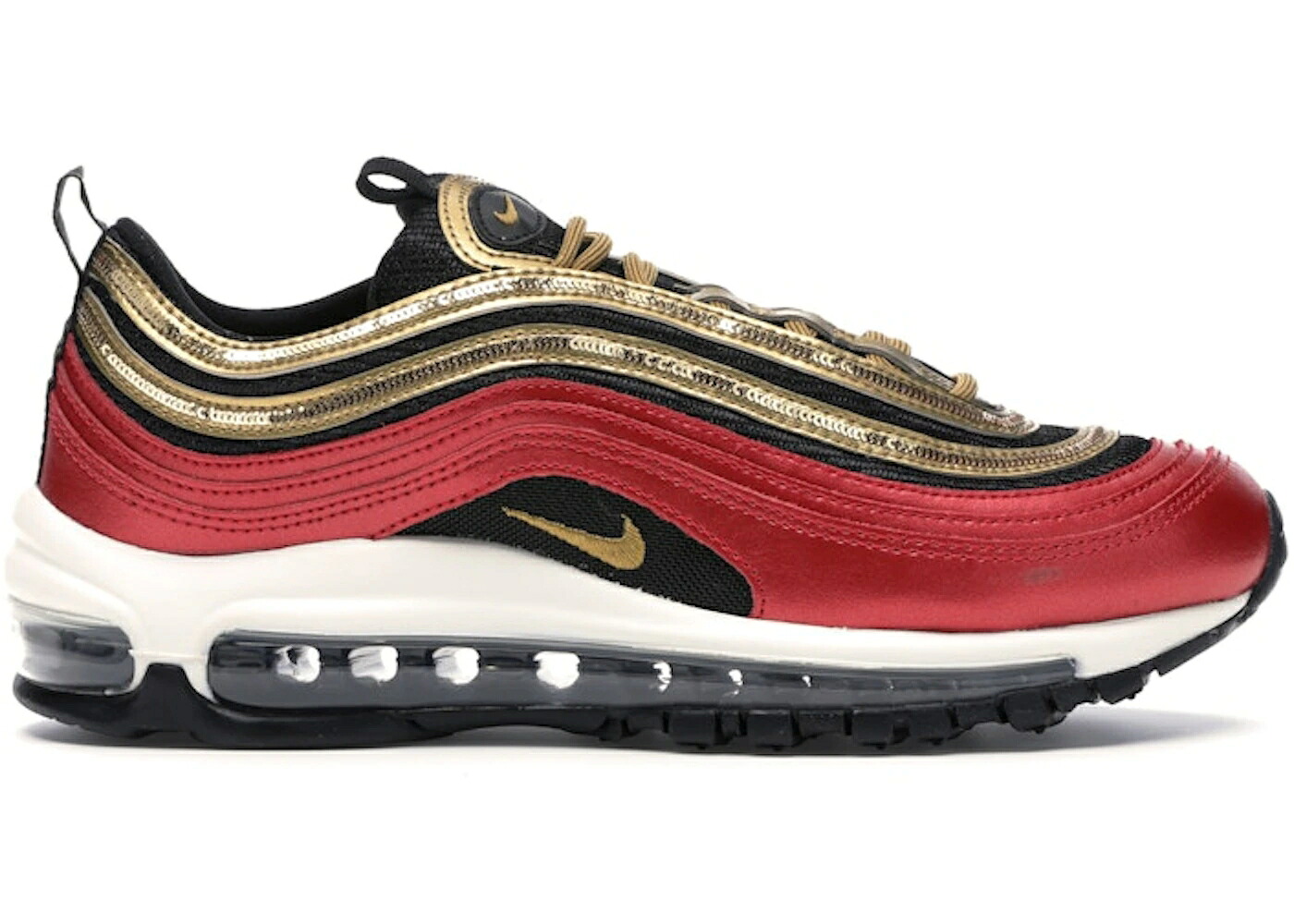 ナイキ マックス 赤 赤いこと ゴールド 黒いこと 黒いこと 大気圏マックス WOMEN\u0027S スニーカー レディース NIKE AIR MAX 97 RED GOLD SEQUIN (WOMEN\u0027S) / GYM RED METALLIC GOLD BLACK