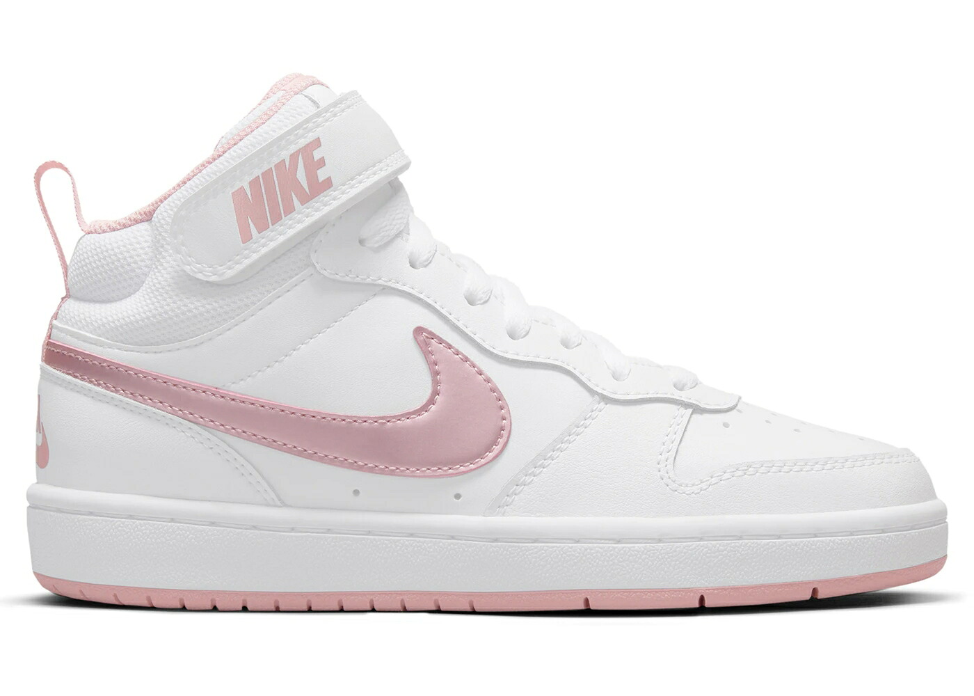 ナイキ 厚地の外套 ミッド 白いこと 白いこと サクラ色 コートバーロウ 御坊っちゃん キッズ NIKE COURT BOROUGH MID 2 WHITE PINK GLAZE (GS) / WHITE PINK GLAZE もの言う花 マタニティ スニーカー