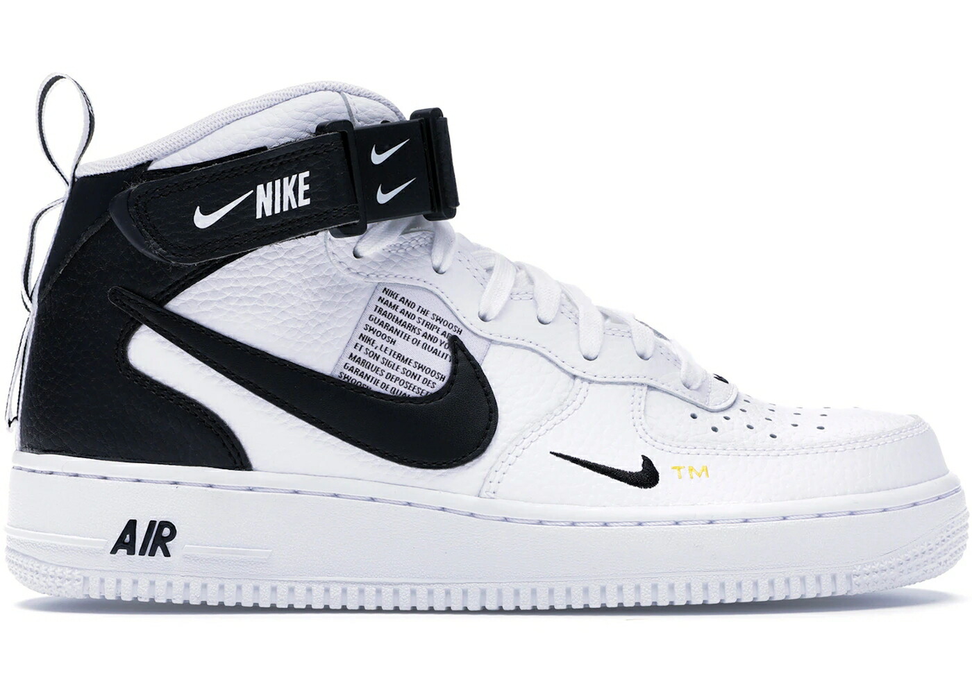 ナイキ ミッド 白色 ホワイト 黒色 ブラック 黄色 イエロー エアフォース スニーカー メンズ NIKE AIR FORCE 1 MID UTILITY WHITE BLACK / WHITE BLACK TOUR YELLOW