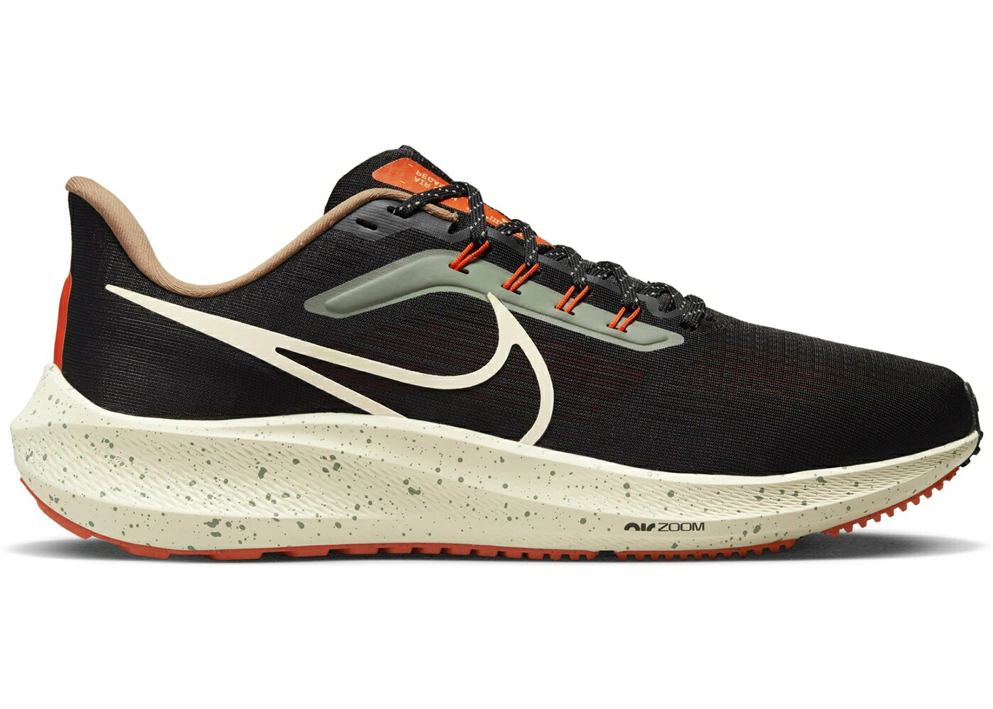 ナイキ ズーム ペガサス 黒色 ブラック 緑 グリーン 橙 オレンジ ズームペガサス スニーカー メンズ NIKE AIR ZOOM PEGASUS 39 BLACK GREEN SAFETY ORANGE / BLACK ALABASTER COCONUT MILK