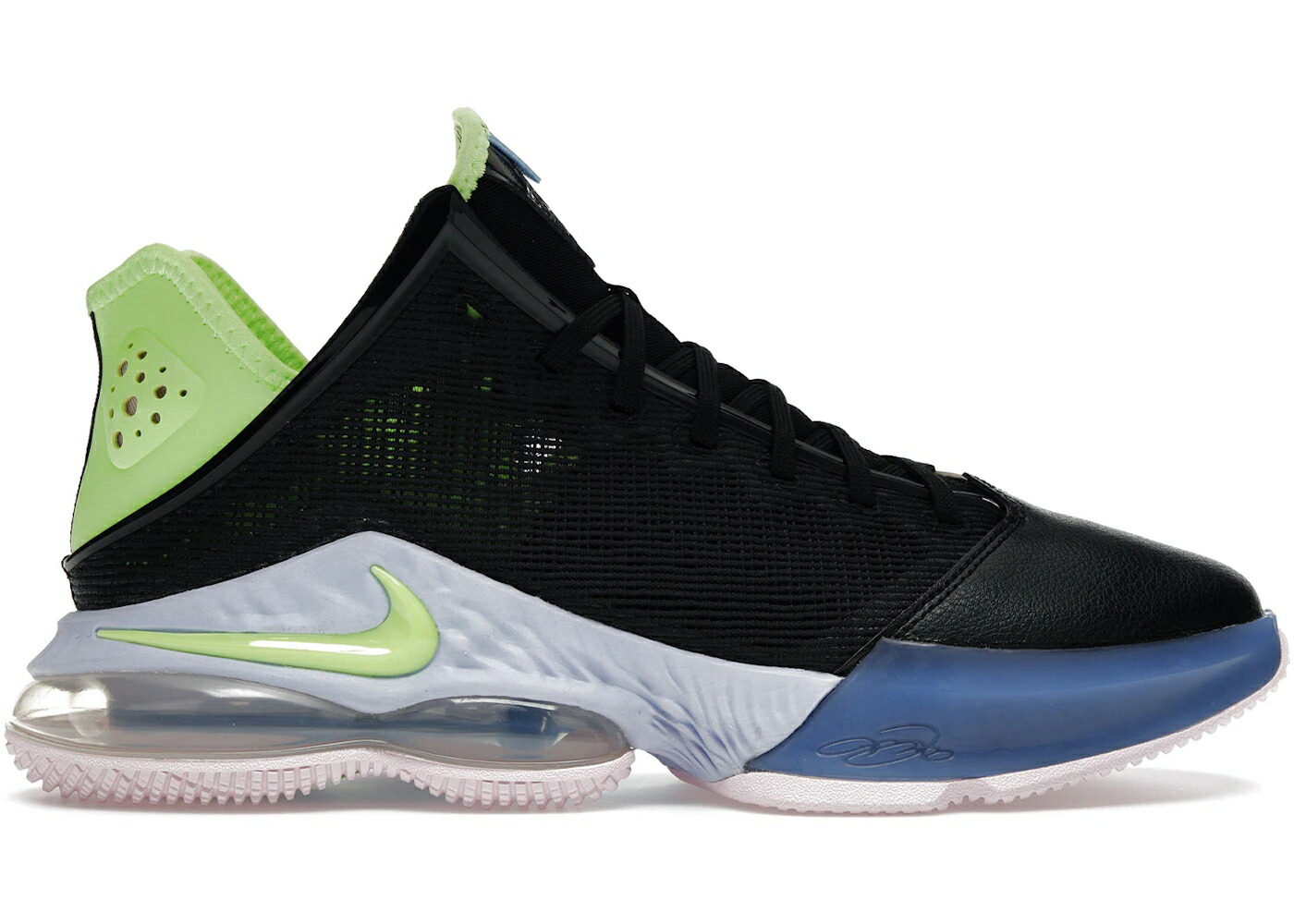 ナイキ レブロン 緑 グリーン 黒色 ブラック 紫 パープル ピンク スニーカー メンズ NIKE LEBRON 19 LOW GHOST GREEN / BLACK PURPLE PULSE PINK FOAM