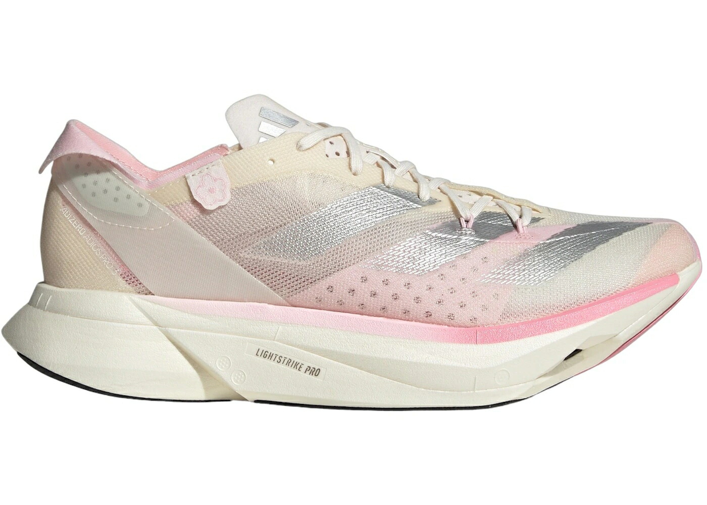 アディダス アディゼロ アディオス プロ 白色 ホワイト 銀色 シルバー ピンク スニーカー メンズ ADIDAS ADIZERO ADIOS PRO 3 CHALK WHITE SILVER METALLIC CLEAR PINK / CHALK WHITE SILVER METALLIC