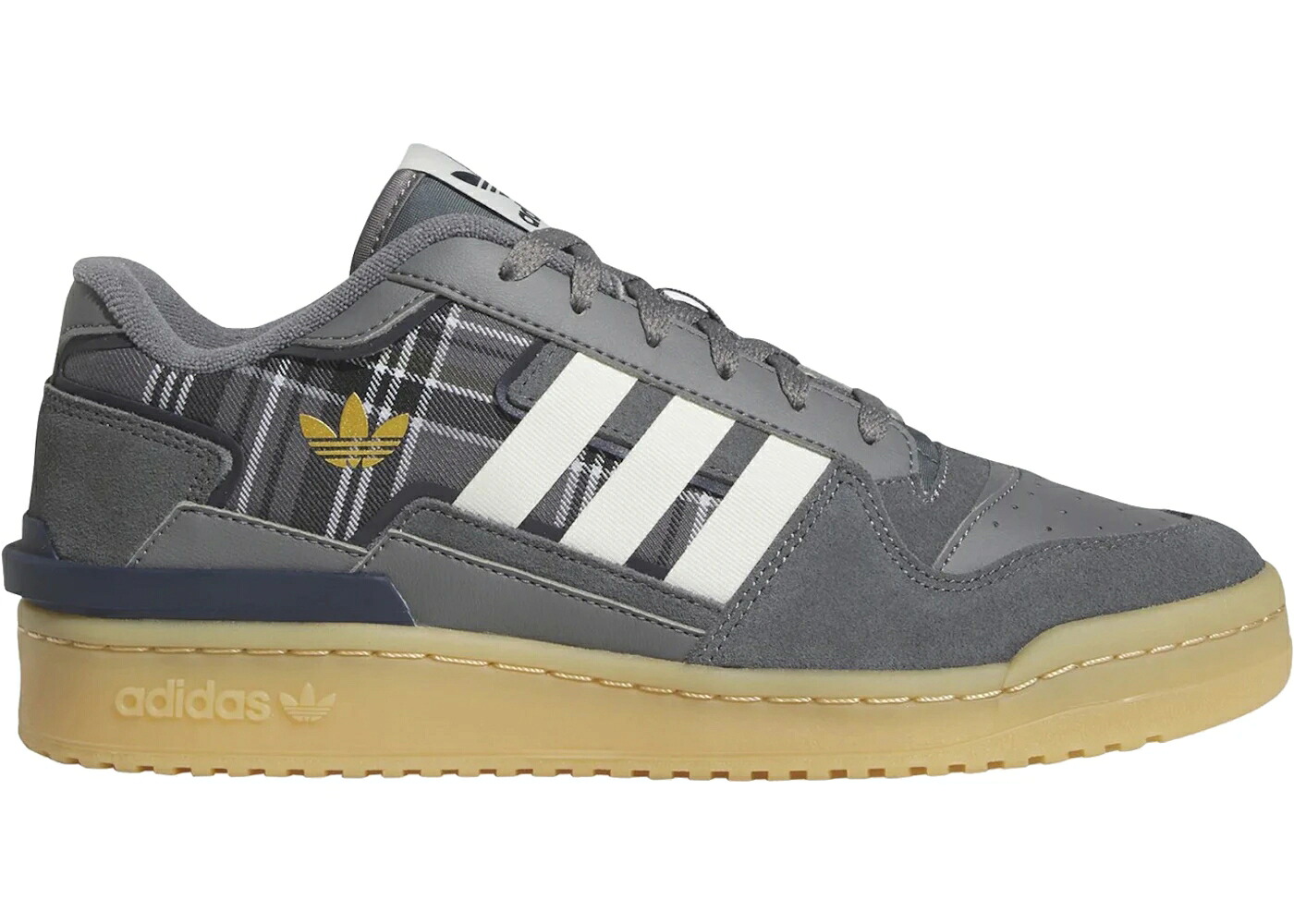 アディダス フォーラム 灰色 グレー クリーム 白色 ホワイト スニーカー メンズ ADIDAS FORUM EXHIBIT LOW GREY PLAID / GREY FOUR CREAM WHITE COLLEGIATE