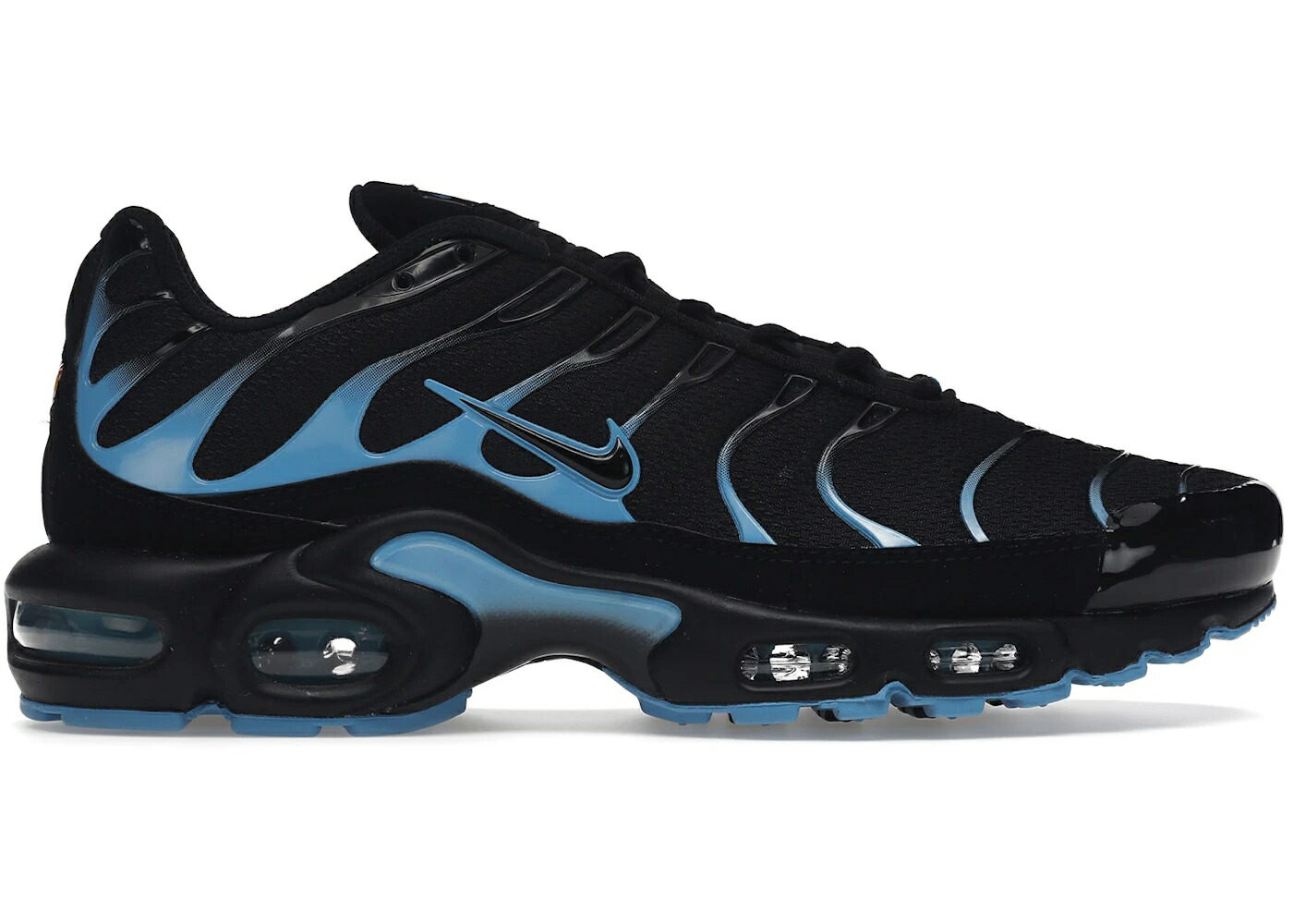 ナイキ マックス 黒色 ブラック 青色 ブルー エアマックスプラス スニーカー メンズ NIKE AIR MAX PLUS BLACK UNIVERSITY BLUE / BLACK BLACK UNIVERSITY BLUE