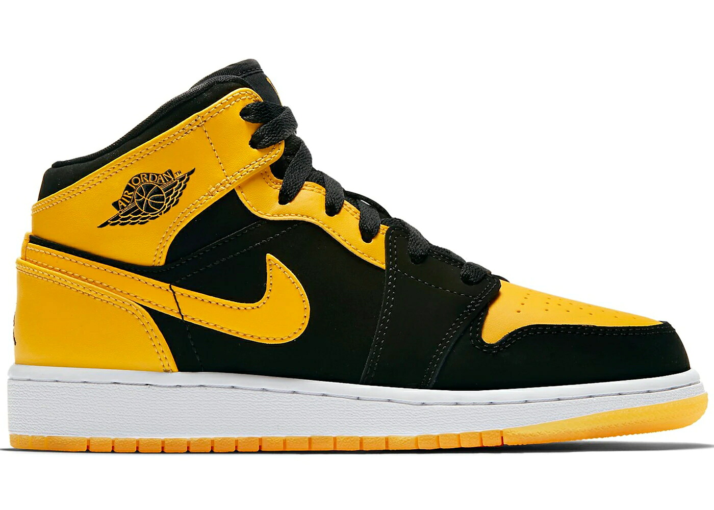 ナイキ ジョーダン ミッド 黒いこと 黒いこと 白いこと 白いこと お坊っちゃん キッズ JORDAN 1 RETRO MID NEW LOVE (2017) (GS) / BLACK VARSITY MAIZE WHITE もの言う花 マタニティ スニーカー