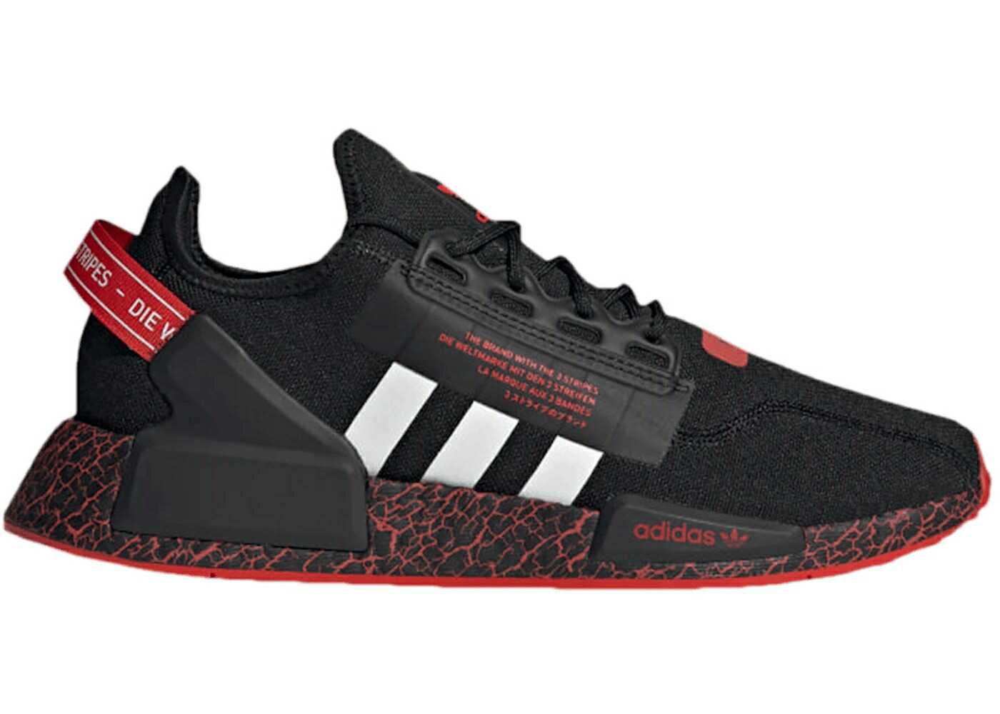アディダス 黒いこと 黒いこと 赤 赤いこと 中核グループ 白いこと 白いこと スニーカー メンズ ADIDAS NMD R1 V2 CRACKLED BLACK RED / CORE BLACK CLOUD WHITE RED