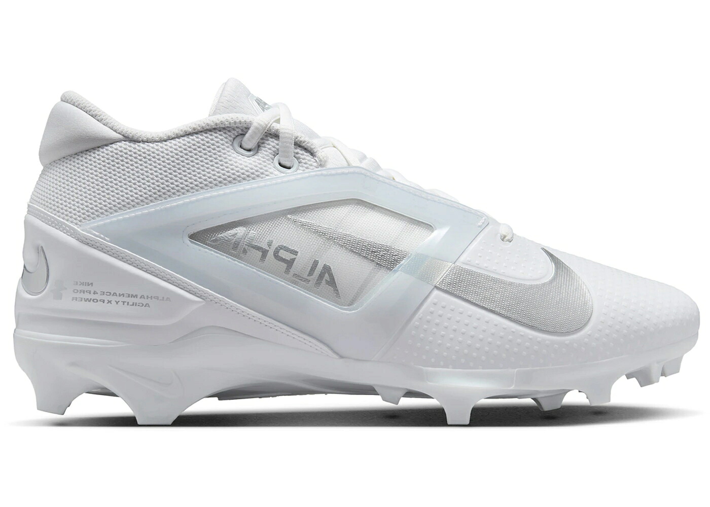 ナイキ アルファ プロ 白色 ホワイト 銀色 シルバー スニーカー メンズ NIKE ALPHA MENACE 4 PRO WHITE METALLIC SILVER / WHITE METALLIC SILVER