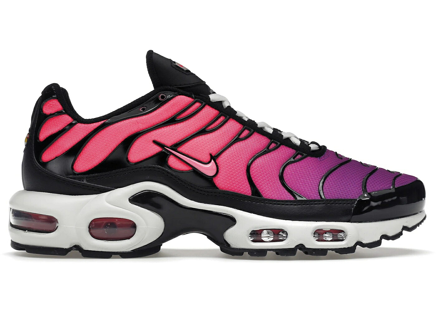 ナイキ マックス 紫 パープル ピンク 黒色 ブラック エアマックスプラス WOMEN'S スニーカー レディース NIKE AIR MAX PLUS DUSK (WOMEN'S) / VIVID PURPLE HYPER PINK BLACK|スニケス