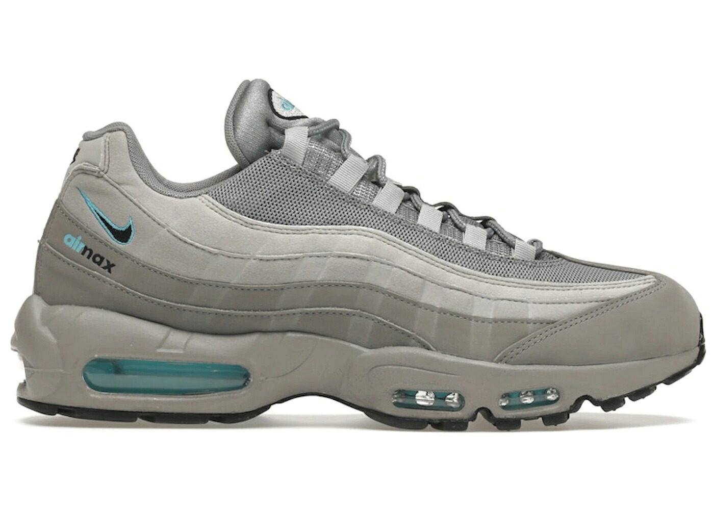 ナイキ マックス ロゴ 灰色 グレー アクア 黒色 ブラック エアマックス スニーカー メンズ NIKE AIR MAX 95 RETRO LOGO GREY AQUA / GREY AQUA BLACK