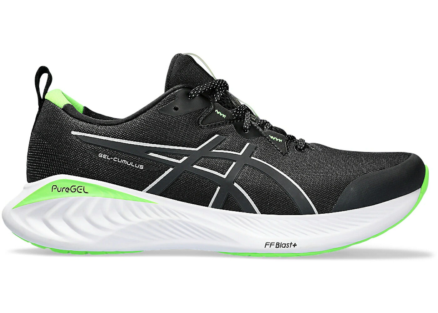 アシックス 黒色 ブラック ピュア 銀色 シルバー スニーカー メンズ ASICS GEL-CUMULUS 25 LITE-SHOW BLACK PURE SILVER / BLACK PURE SILVER