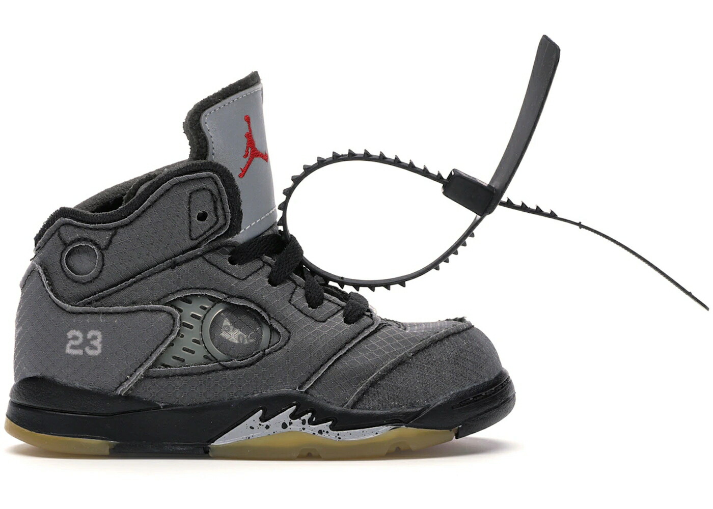 ナイキ ジョーダン オフホワイト 黒色 ブラック ファイア 赤 レッド ジュニア キッズ JORDAN 5 RETRO OFF-WHITE MUSLIN (TD) / BLACK MUSLIN FIRE RED