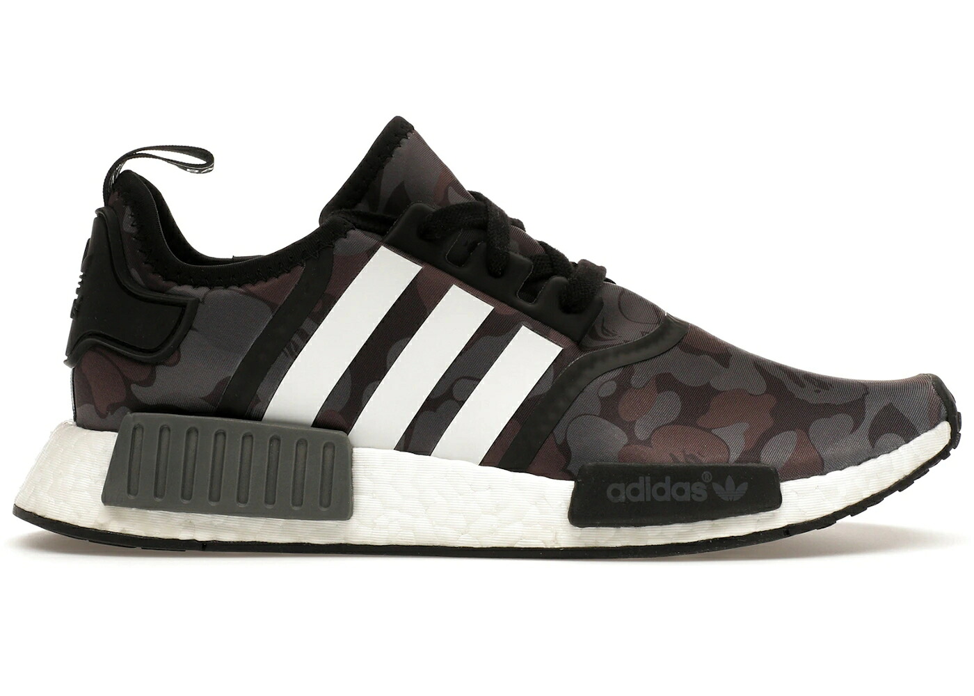 アディダス 黒いこと 黒いこと 間鴨柄 薄墨色 薄墨色 スニーカー メンズ ADIDAS NMD R1 BAPE BLACK CAMO / BLACK GREY