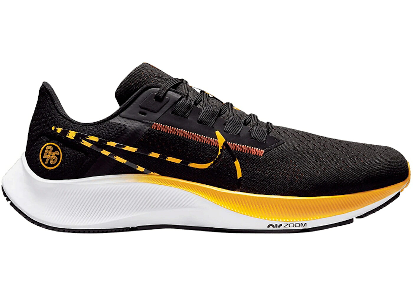 ナイキ ズーム ペガサス 黒色 ブラック ゴールド 白色 ホワイト 橙 オレンジ ズームペガサス スニーカー メンズ NIKE AIR ZOOM PEGASUS 38 BLACK UNIVERSITY GOLD / BLACK WHITE ORANGE UNIVERSITY|スニケス