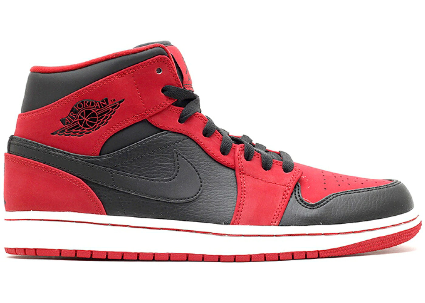 ナイキ ジョーダン ミッド 黒色 ブラック 赤 レッド スニーカー メンズ JORDAN 1 MID BRED (2013) / BLACK BLACK GYM RED|スニケス