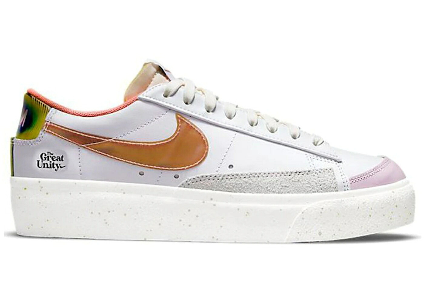 ナイキ ブレイザー 白いこと 白いこと 橙 オレンジ色 さくら色 WOMEN\u0027S スニーカー レディース NIKE BLAZER LOW PLATFORM THE GREAT UNITY (WOMEN\u0027S) / WHITE ORANGE PINK SALT
