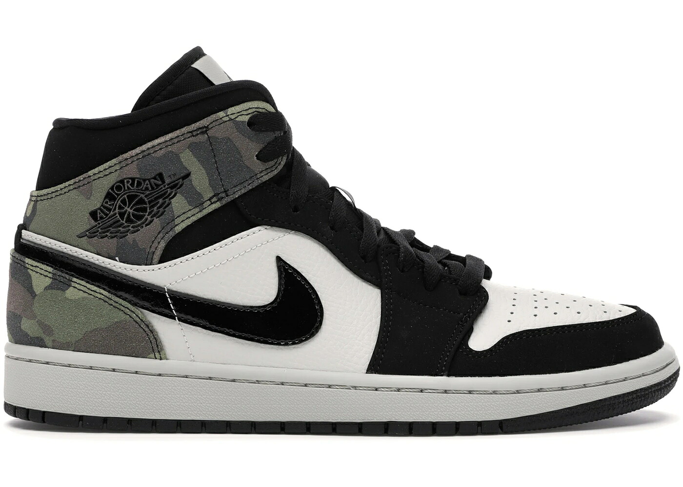 ナイキ ジョーダン ミッド 家鴨柄 黒いこと 黒いこと スニーカー メンズ JORDAN 1 MID CAMO (2020) / LIGHT BONE BLACK