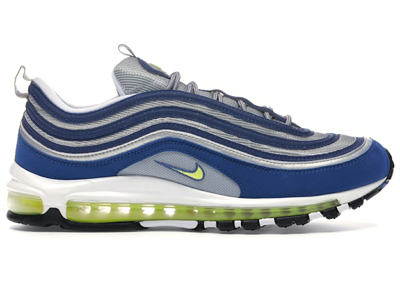 ナイキ マックス 青み 青色 しろがね色 しろがね色 大気圏マックス スニーカー メンズ NIKE AIR MAX 97 OG ROYAL NEON / ATLANTIC BLUE METALLIC SILVER