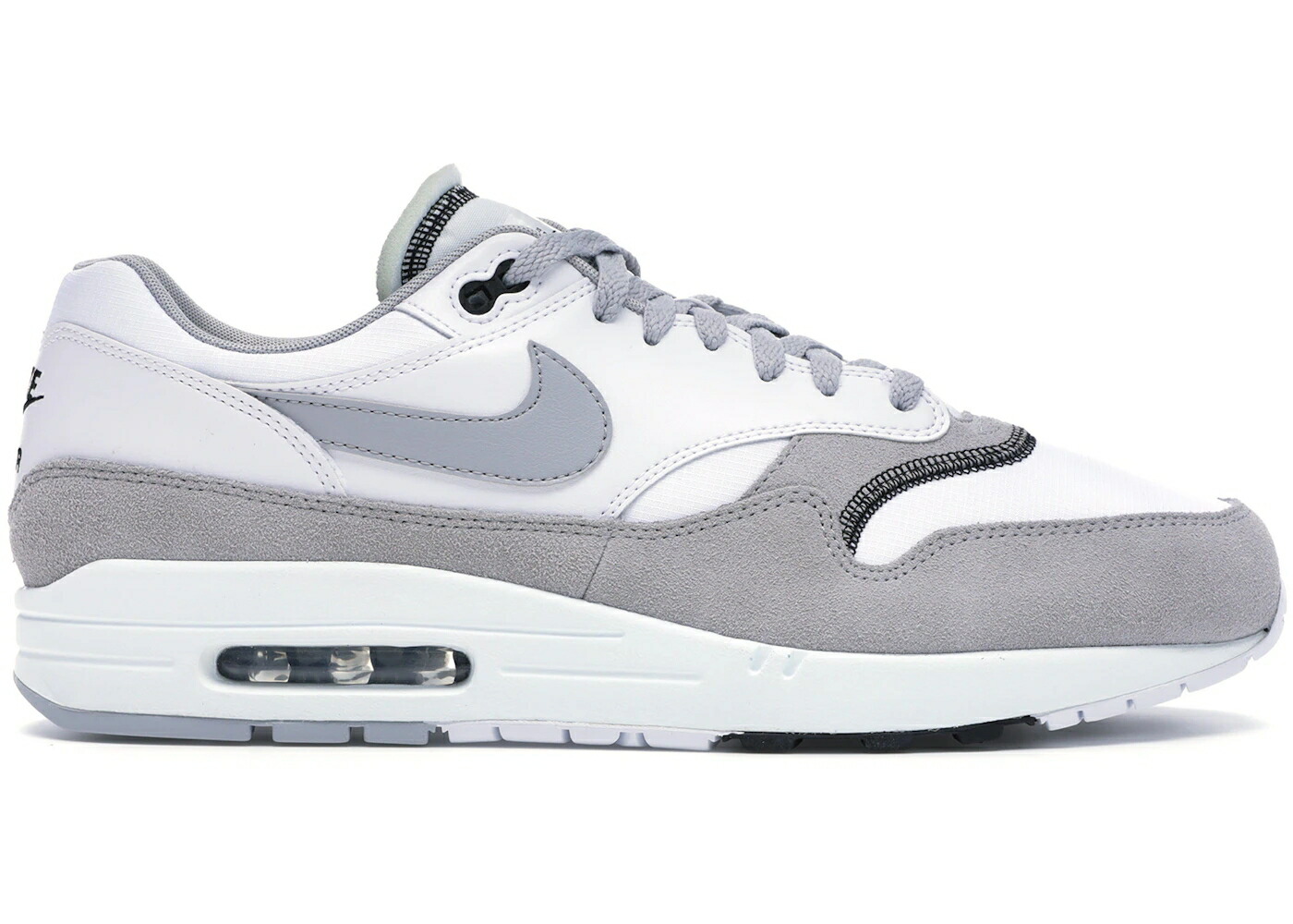 ナイキ マックス 灰色 グレー 白色 ホワイト 黒色 ブラック エアマックス スニーカー メンズ NIKE AIR MAX 1 WOLF GREY WHITE / WHITE BLACK WOLF GREY