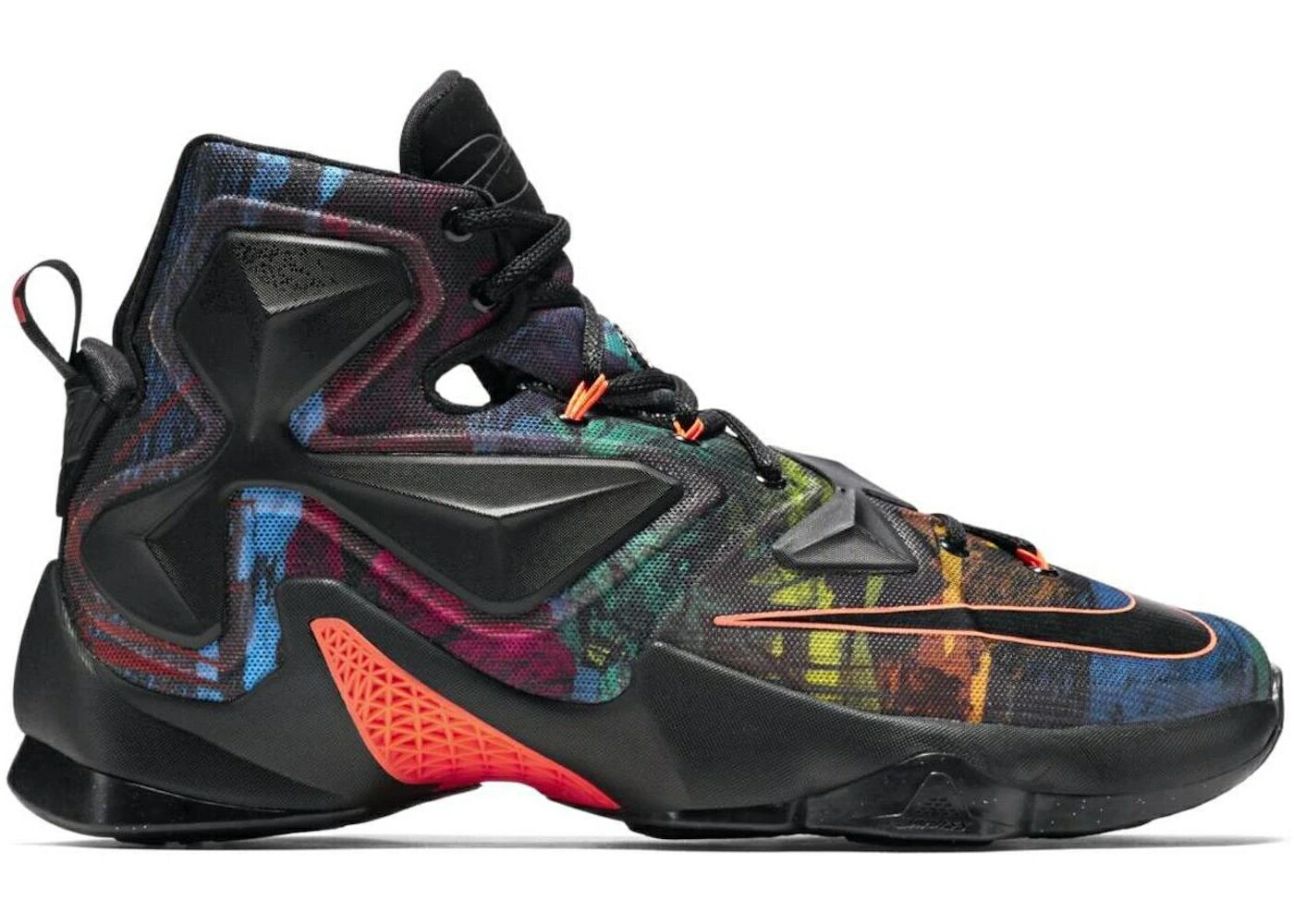 ナイキ レブロン サーティーン 黒色 ブラック 橙 オレンジ 青色 ブルー スニーカー メンズ NIKE LEBRON 13 AKRONITE / BLACK BLACK HYPER ORANGE BLUE|スニケス