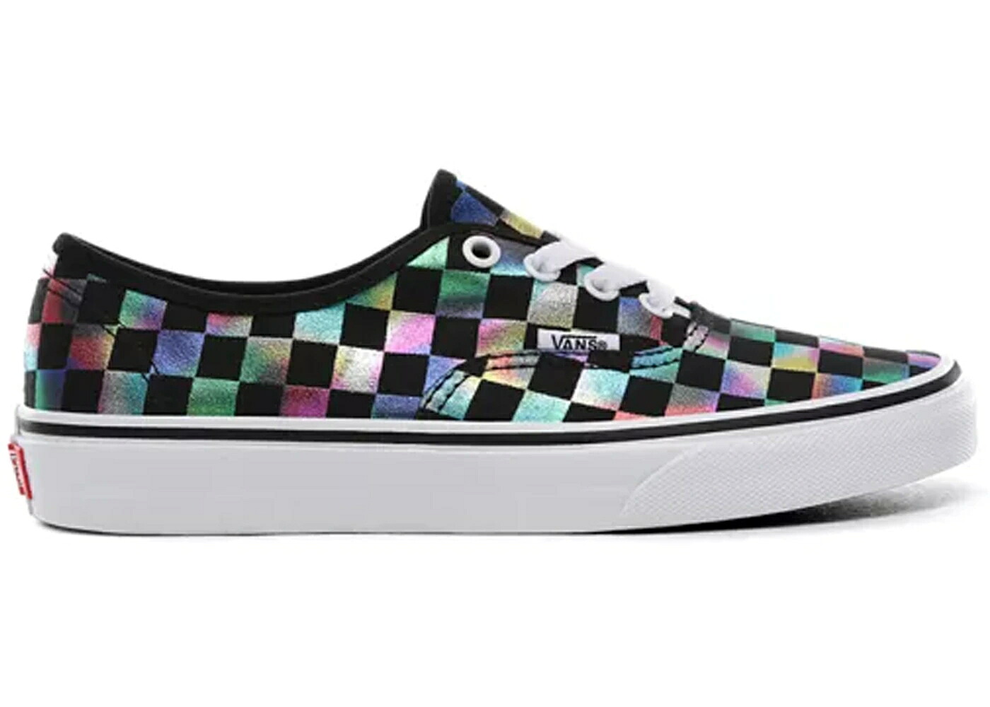 ヴァンズ バンズ オーセンティック 黒色 ブラック 白色 ホワイト スニーカー メンズ VANS AUTHENTIC IRIDESCENT CHECKERBOARD / BLACK TRUE WHITE｜スニケス