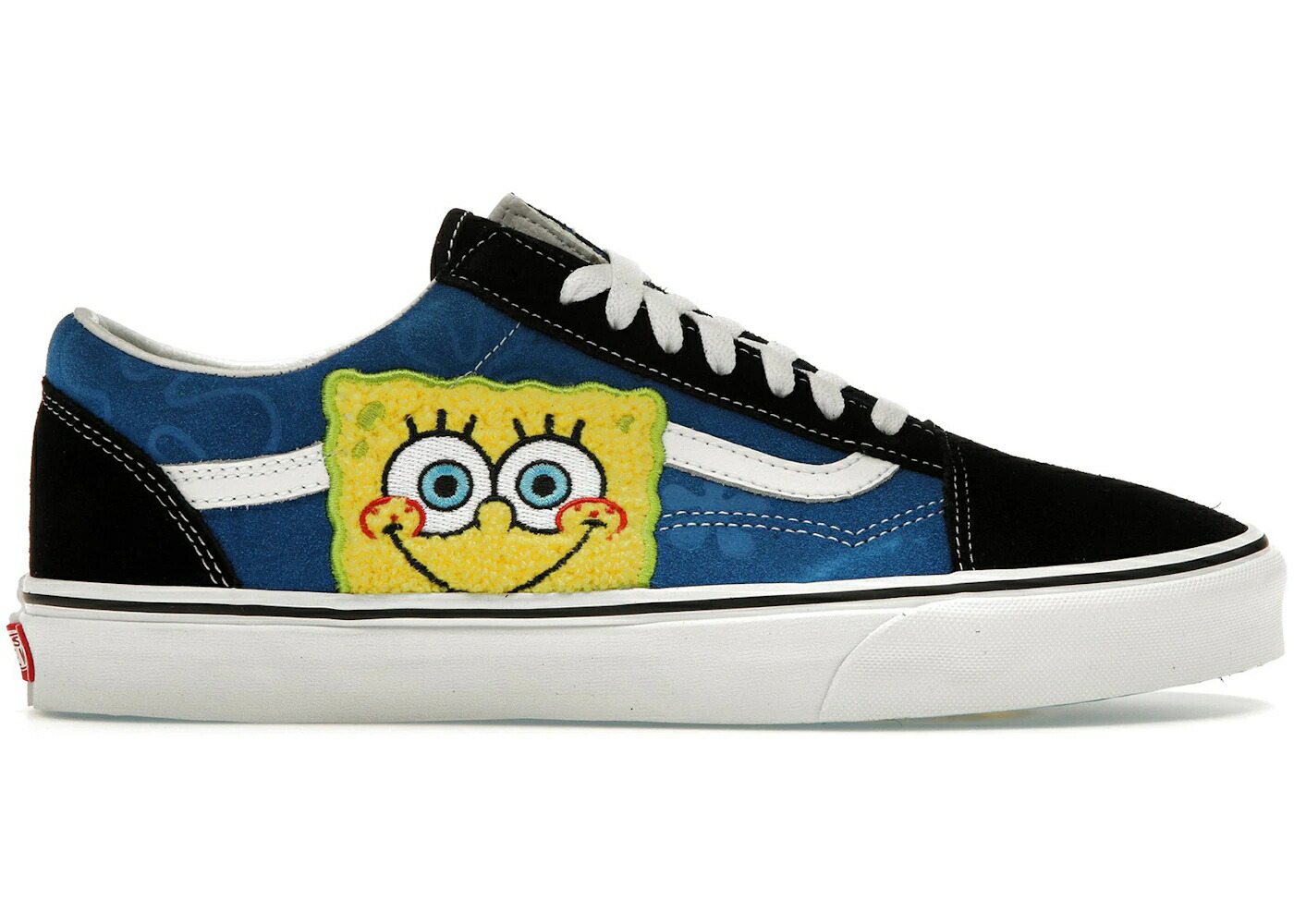 ヴァンズ バンズ スポンジボブ 黒色 ブラック 青色 ブルー オールドスクール スニーカー メンズ VANS OLD SKOOL SPONGEBOB SQUAREPANTS SMILE PATCH / BLACK BLUE