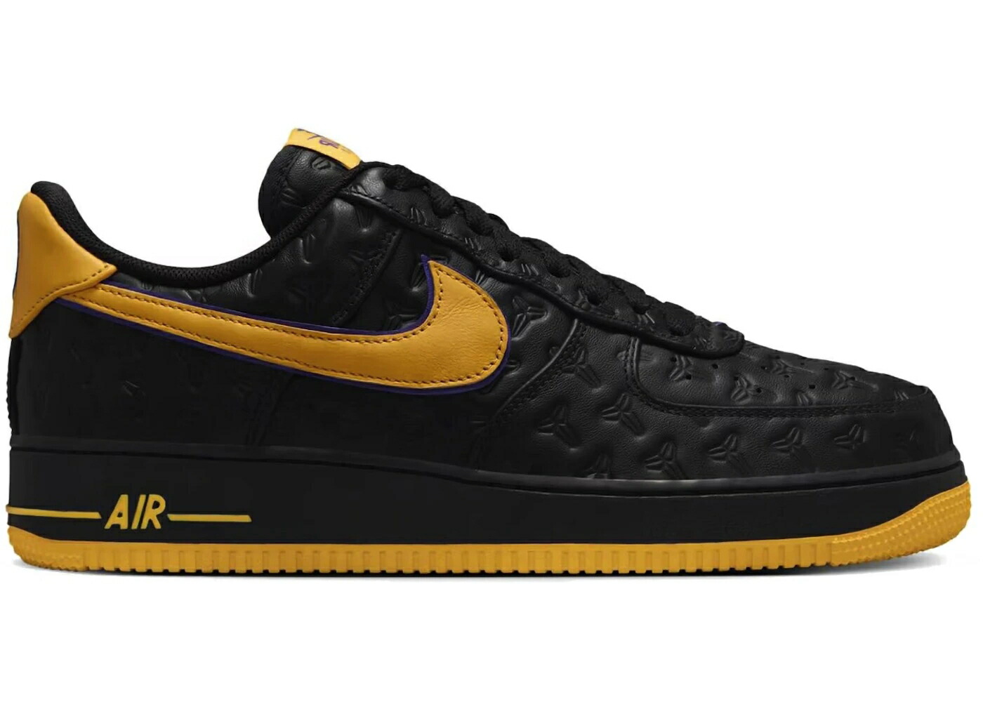 ナイキ コービー ブライアント レイカーズ 黒色 ブラック エアフォース スニーカー メンズ NIKE AIR FORCE 1 LOW KOBE BRYANT LAKERS AWAY (NON-NUMBERED) / BLACK VARSITY MAIZE VARSITY