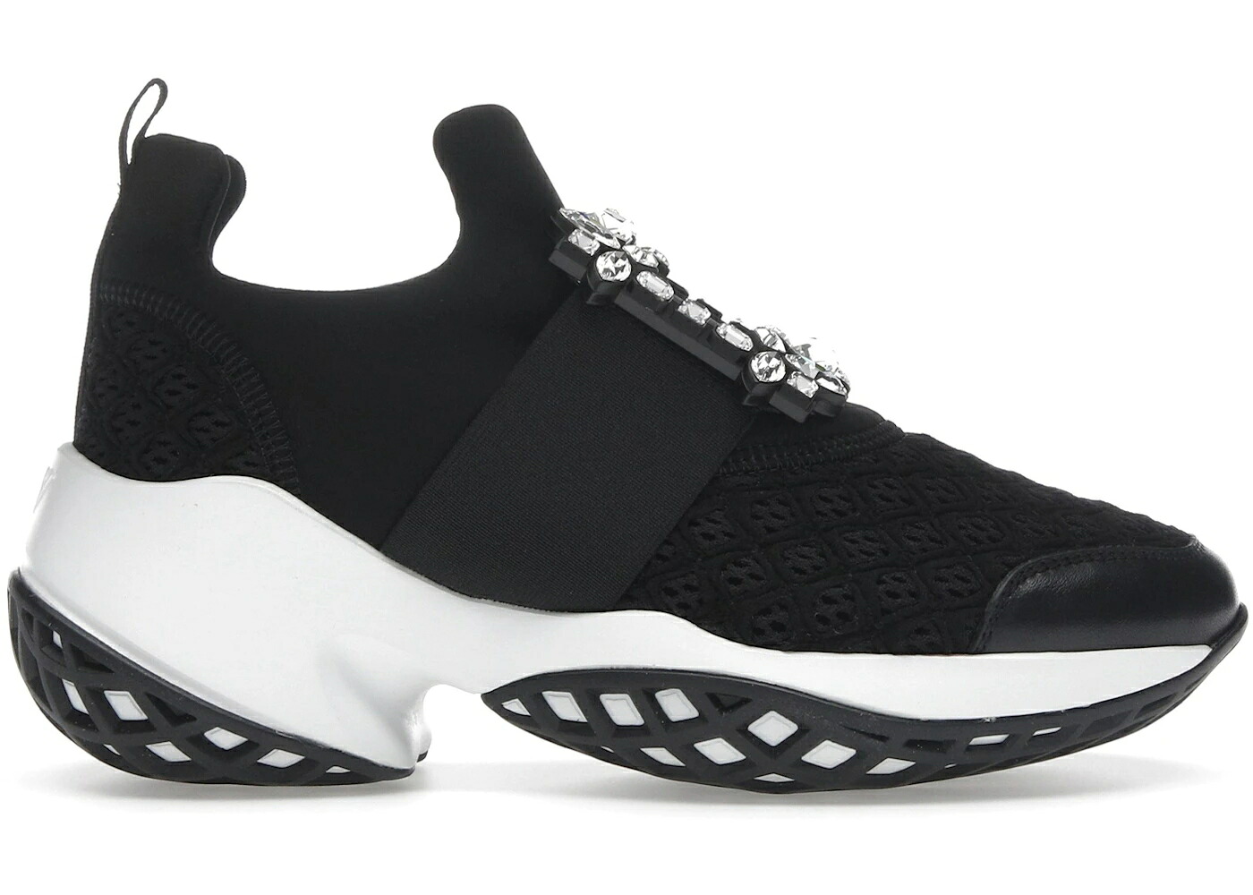 幽客 黒いこと 黒いこと 白いこと 白いこと バックル VIV\u0027 WOMEN\u0027S スニーカー レディース ROGER VIVIER ROGER VIVIER RUN FABRIC BLACK WHITE CRYSTAL BUCKLE (WOMEN\u0027S) /