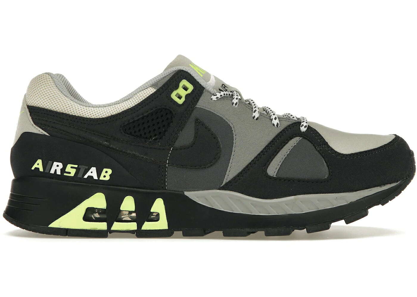 ナイキ 白色 ホワイト 灰色 グレー チャコール スニーカー メンズ NIKE AIR STAB DAVE WHITE NEON / NEUTRAL GREY DARK CHARCOAL NEON
