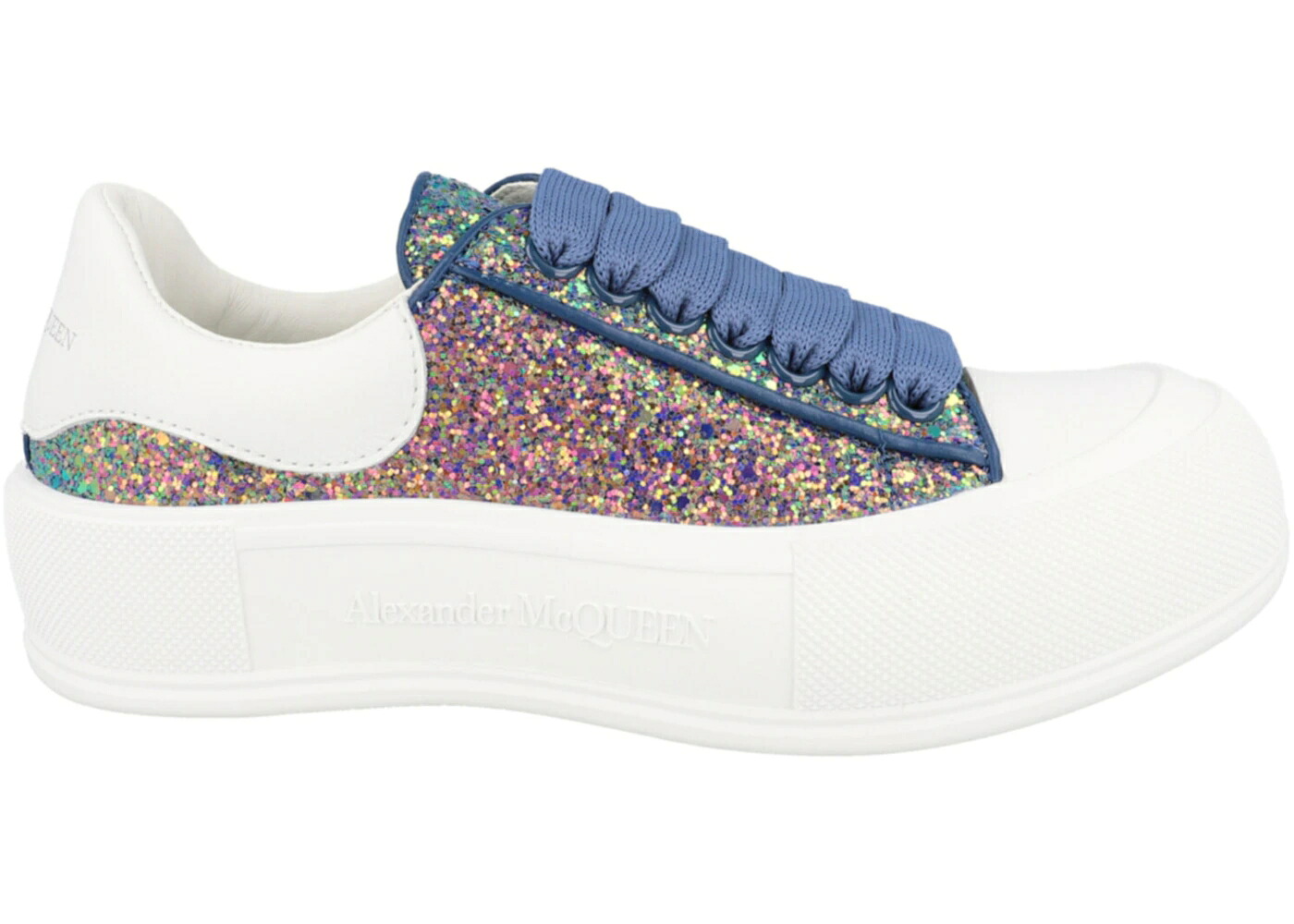 アレキサンダーマックイーン 青色 ブルー 白色 ホワイト WOMEN'S スニーカー レディース ALEXANDER MCQUEEN ALEXANDER MCQUEEN GLITTER LOW-TOP SNEAKERS PETROL BLUE WHITE (WOMEN'S) / PETROL BLUE WHITE