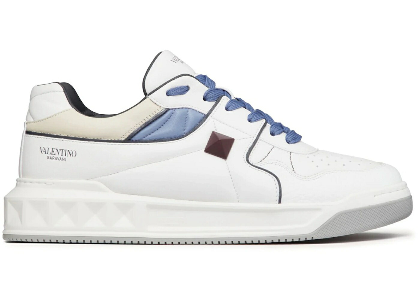 ヴァレンティノ 白色 ホワイト 青色 ブルー スニーカー メンズ VALENTINO ONE STUD LOW WHITE BLUE / WHITE BLUE