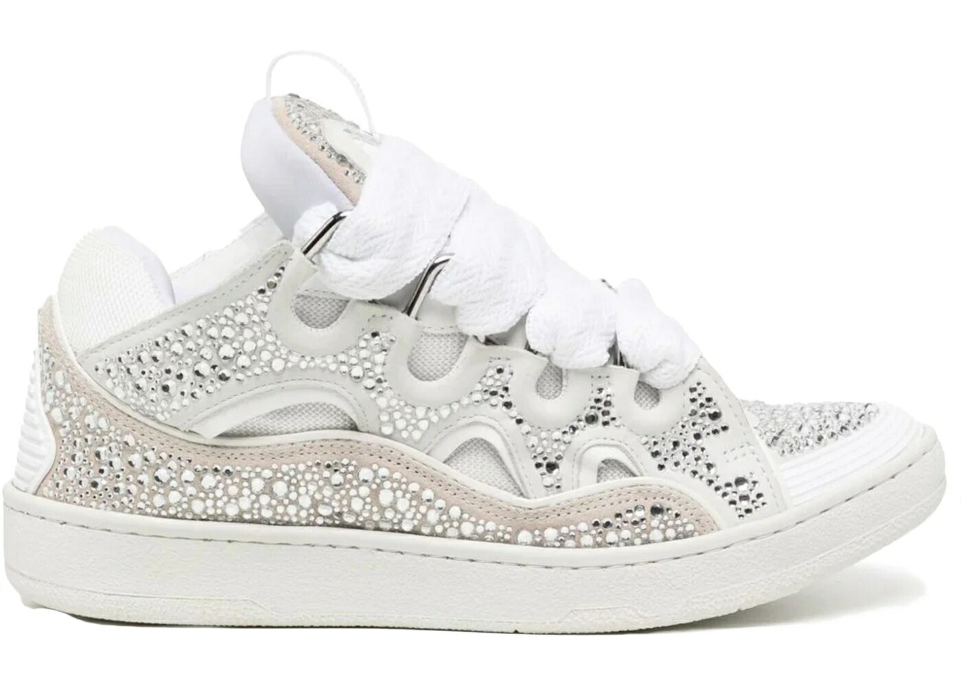 ランバン 靴 スニーカー 白いこと 白いこと 皮膚軟化剤 メンズ LANVIN CURB SNEAKER WHITE RHINESTONE / WHITE RHINESTONE CREAM
