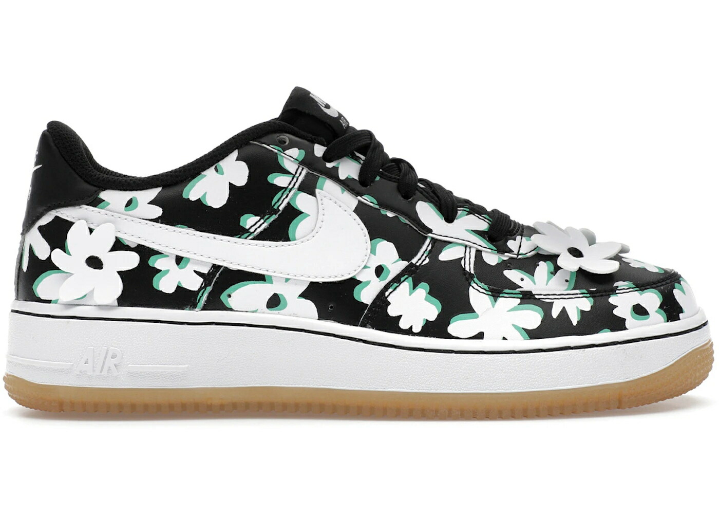 ナイキ 黒色 ブラック スプリング 緑 グリーン エアフォース '07 ジュニア キッズ NIKE AIR FORCE 1 LOW LV8 FLOWERS (GS) / BLACK SPRING GREEN GUM LIGHT ベビー マタニティ スニーカー