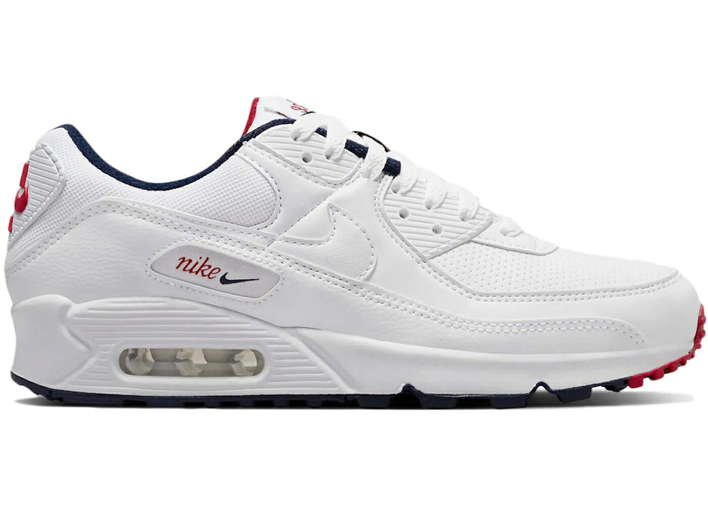 ナイキ マックス 白色 ホワイト 紺色 ネイビー 赤 レッド エアマックス WOMEN'S スニーカー レディース NIKE AIR MAX 90 PARIS WHITE (2022) (WOMEN'S) / WHITE NAVY RED