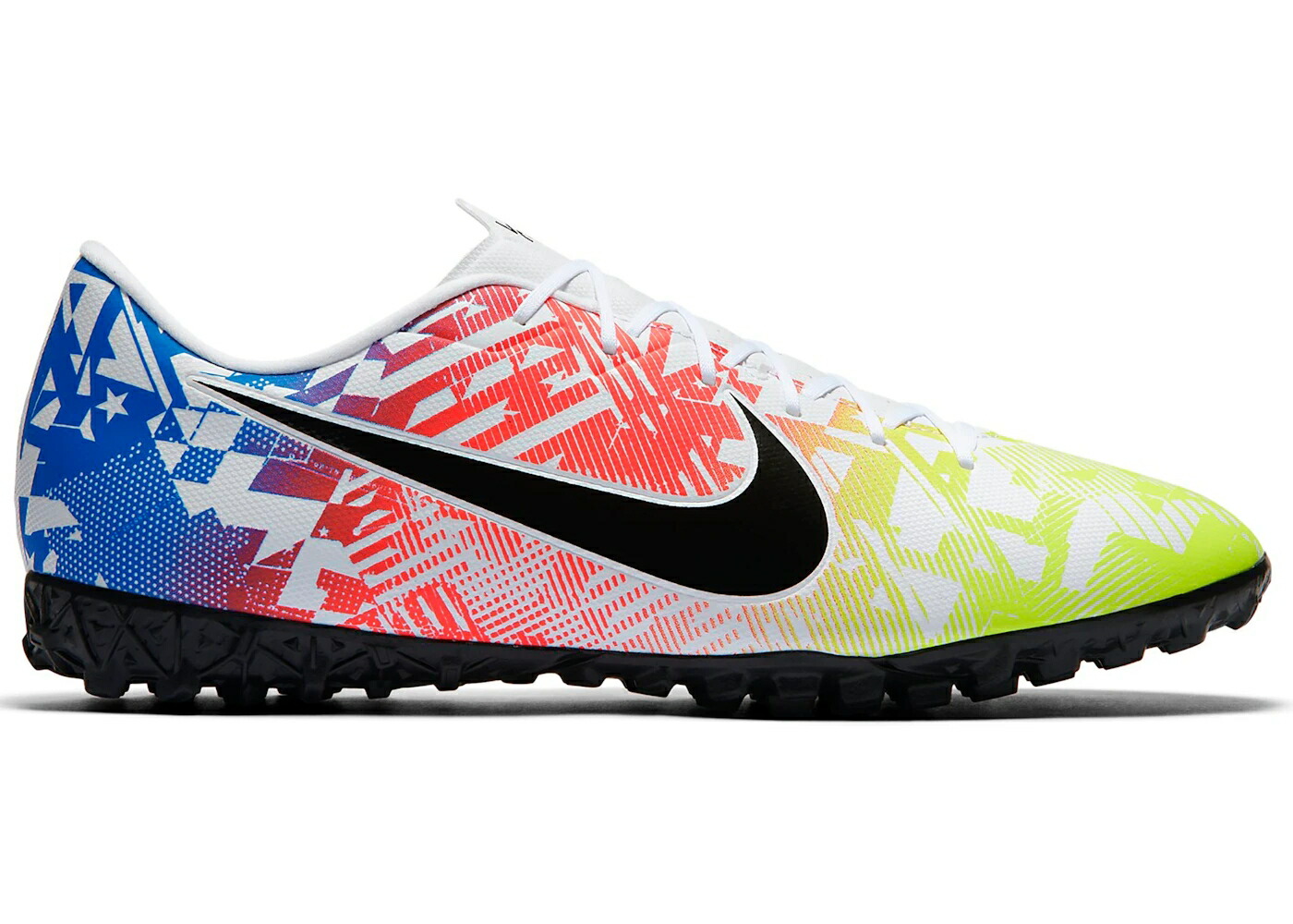 ナイキ サーティーン アカデミー 白色 ホワイト 青色 ブルー 黒色 ブラック スニーカー メンズ NIKE MERCURIAL VAPOR 13 ACADEMY NEYMAR JR TF JOGO PRISMATICO / WHITE RACER BLUE VOLT BLACK