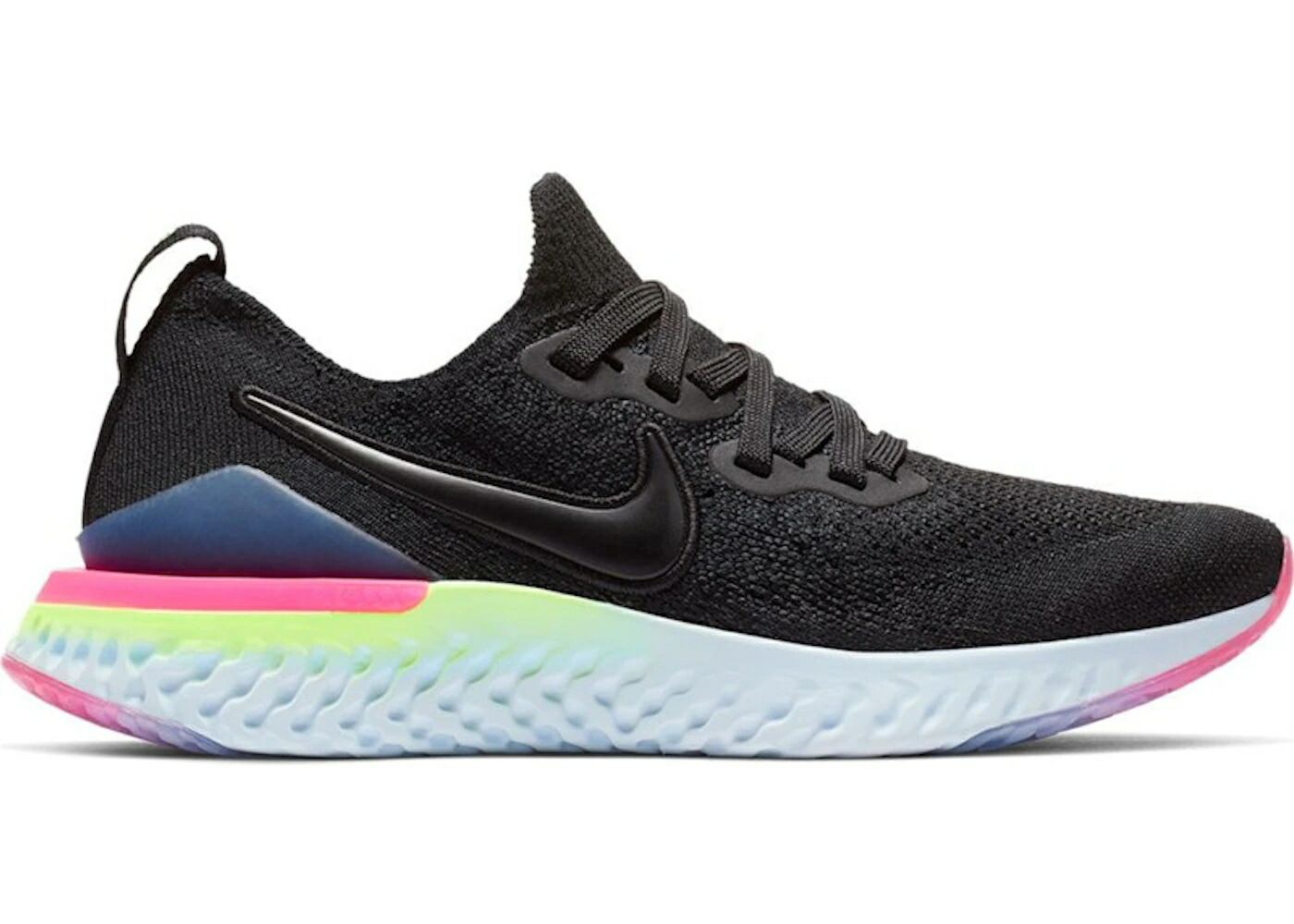 ナイキ エピック リアクト フライニット 黒色 ブラック ピンク ライム ブラスト ジュニア キッズ NIKE EPIC REACT FLYKNIT 2 BLACK SAPPHIRE HYPER PINK (GS) / BLACK BLACK SAPPHIRE LIME BLAST ベビー マタニティ