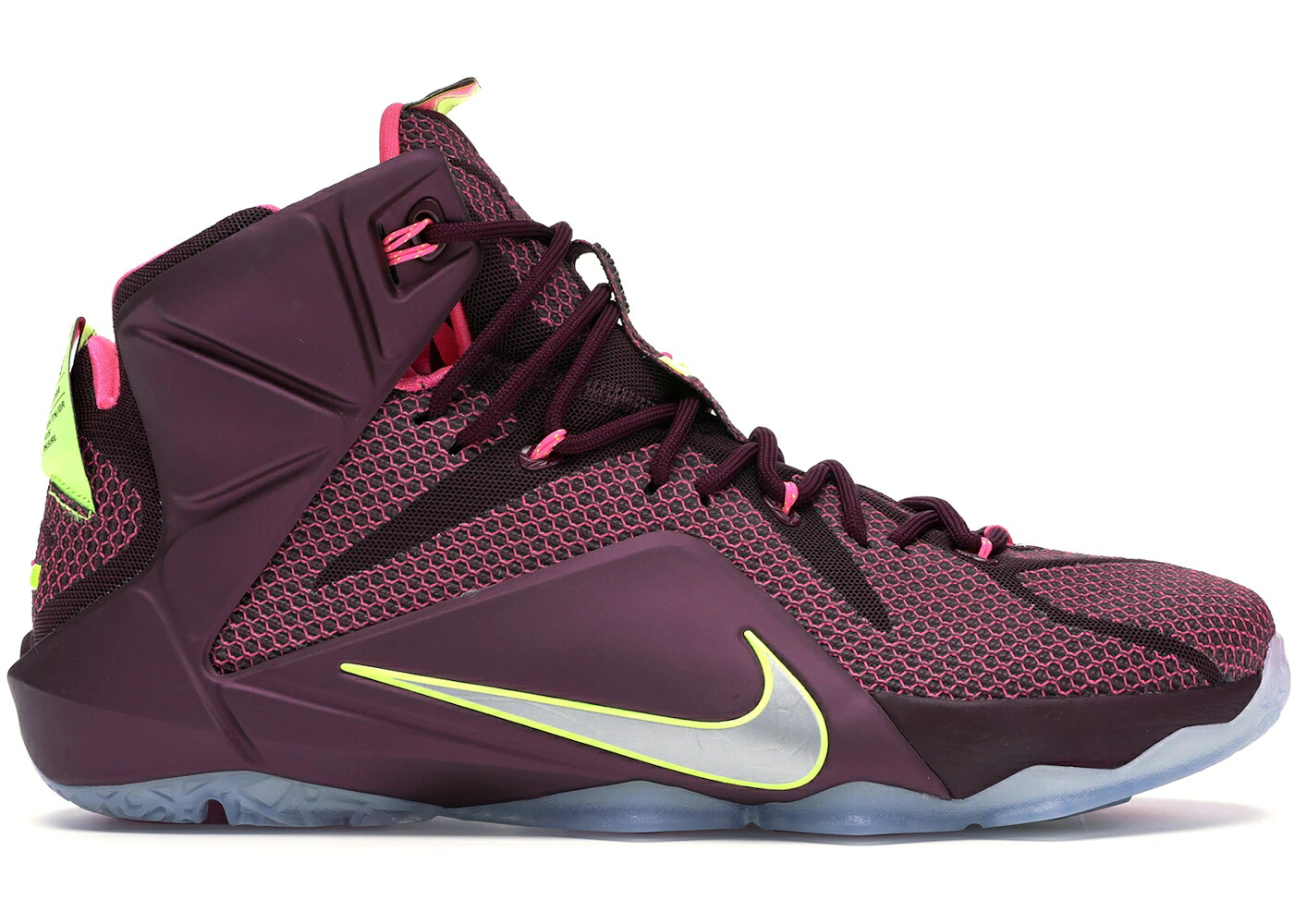 ナイキ レブロン サクラ色 スニーカー メンズ NIKE LEBRON 12 DOUBLE HELIX / MERLOT VOLT PINK POW METALLIC