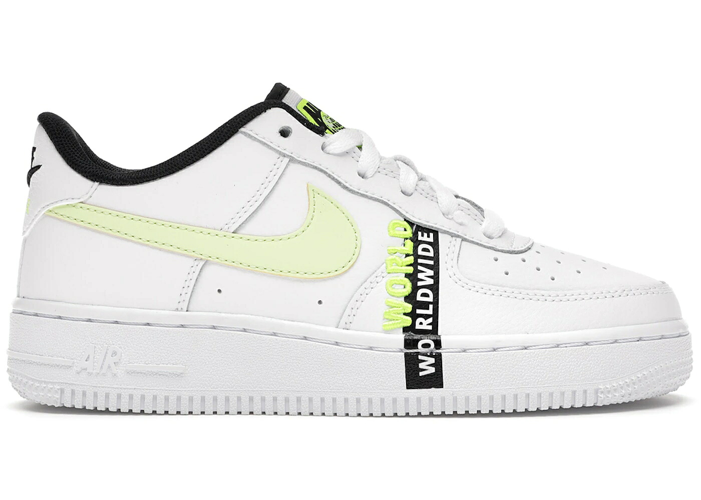 ナイキ 白いこと 白いこと 黒いこと 黒いこと 空軍 お坊っちゃん キッズ NIKE AIR FORCE 1 LOW WORLDWIDE WHITE BARELY VOLT (GS) / WHITE VOLT BLACK BARELY VOLT もの言う花 マタニティ スニーカー