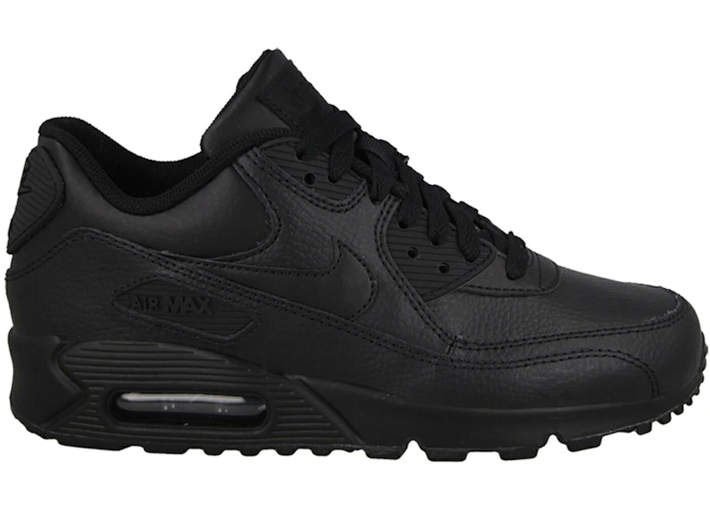 ナイキ マックス レザー 黒色 ブラック エアマックス ジュニア キッズ NIKE AIR MAX 90 LEATHER TRIPLE BLACK (GS) / BLACK BLACK ベビー マタニティ スニーカー｜スニケス