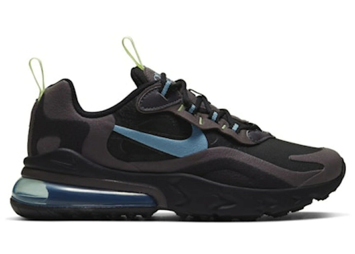 ナイキ マックス リアクト 黒色 ブラック サンダー 灰色 グレー エアマックス ジュニア キッズ NIKE AIR MAX 270 REACT BLACK CERULEAN (GS) / BLACK THUNDER GREY BARELY VOLT ベビー マタニティ スニーカー|スニケス