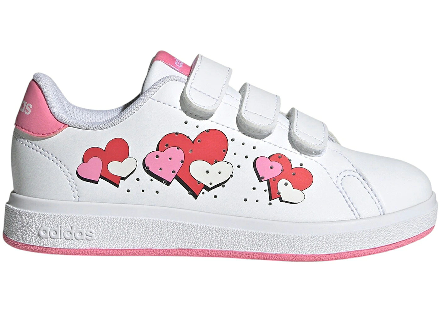 アディダス 白色 ホワイト ピンク 赤 レッド 2.0 ジュニア キッズ ADIDAS ADVANTAGE BASE CLOUD WHITE BLISS PINK SEMI LUCID RED (PS) / CLOUD WHITE BLISS PINK SEMI ベビー マタニティ スニーカー｜スニケス