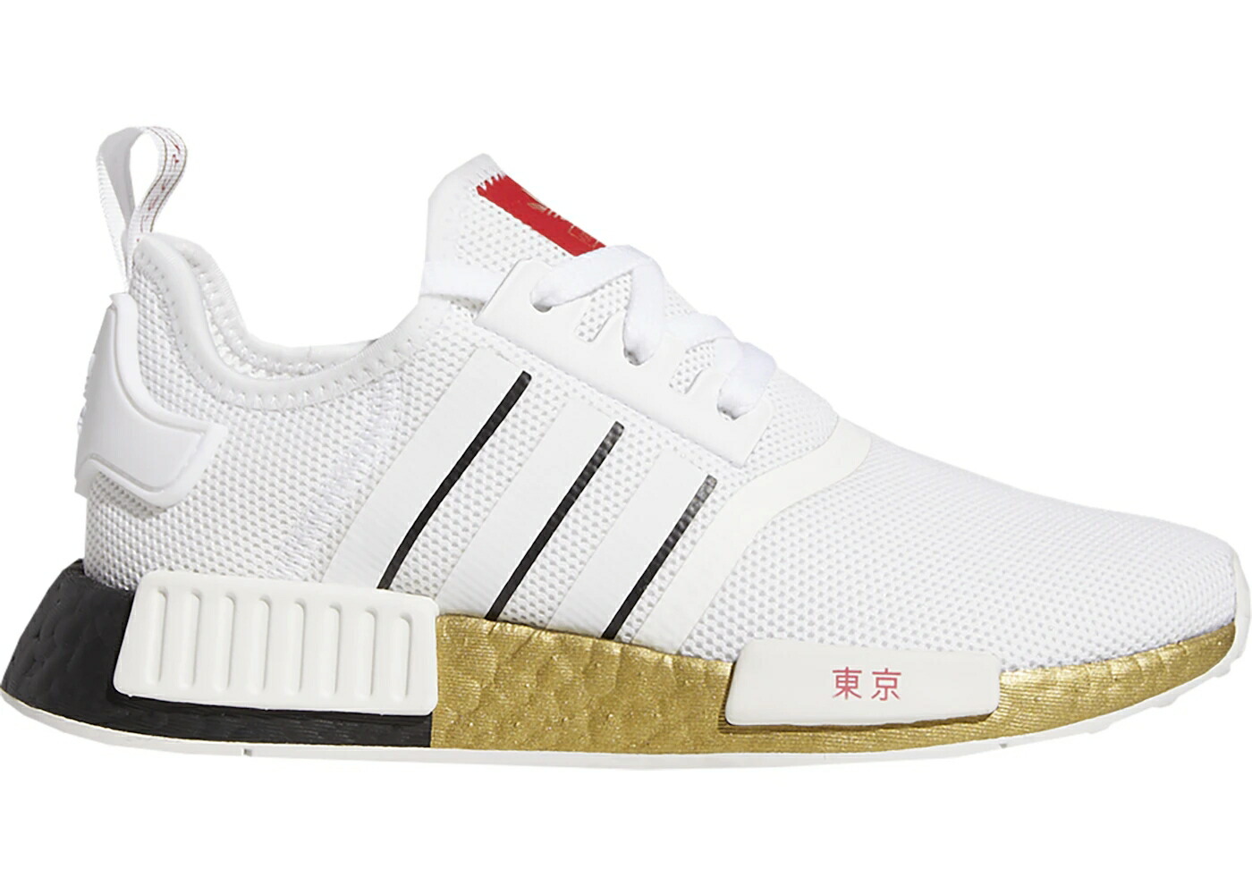 アディダス ユナイテッド 白色 ホワイト 黒色 ブラック 赤 レッド ジュニア キッズ ADIDAS NMD R1 UNITED BY SNEAKERS TOKYO (GS) / WHITE BLACK SOLAR RED ベビー マタニティ スニーカー
