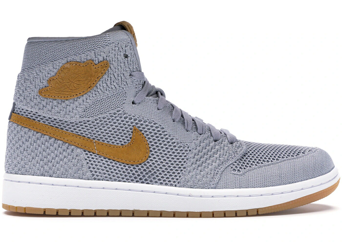 ナイキ ジョーダン ハイ フライニット 灰色 グレー スニーカー メンズ JORDAN 1 RETRO HIGH FLYKNIT WOLF GREY / WOLF GREY GOLDEN HARVEST GUM