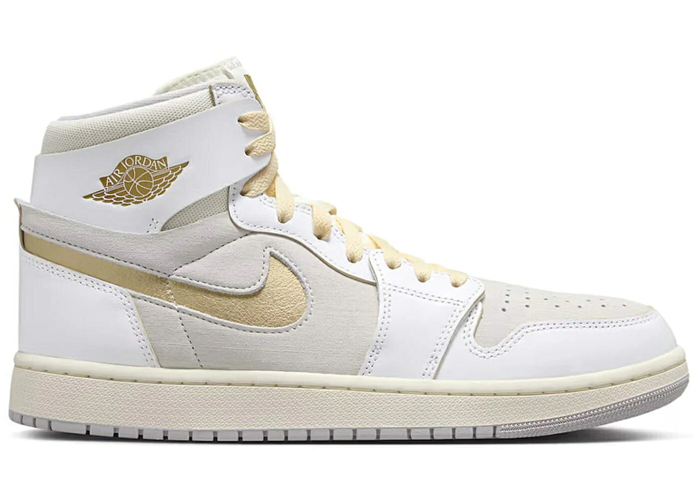 ナイキ ジョーダン ご機嫌 望遠レンズ 白いこと 白いこと 薄墨色 薄墨色 ゴールド スニーカー メンズ JORDAN 1 HIGH ZOOM AIR CMFT 2 FIBA / WHITE NEUTRAL GREY METALLIC GOLD