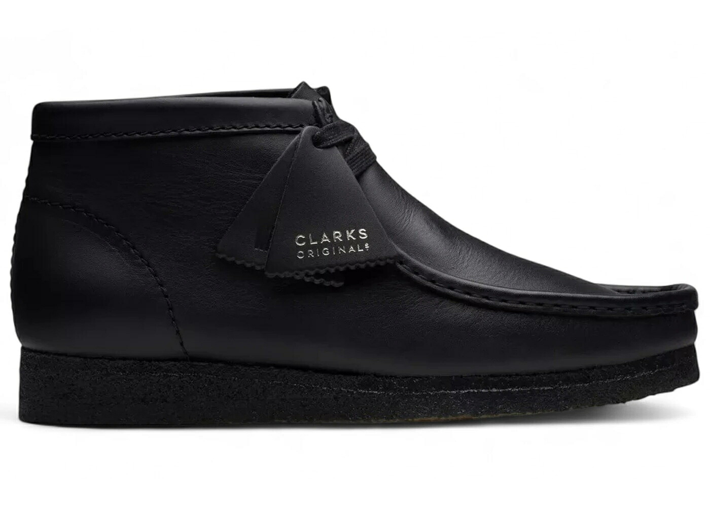 クラークス 黒色 ブラック レザー スニーカー メンズ CLARKS WALLABEE BLACK LEATHER / BLACK LEATHER｜スニケス
