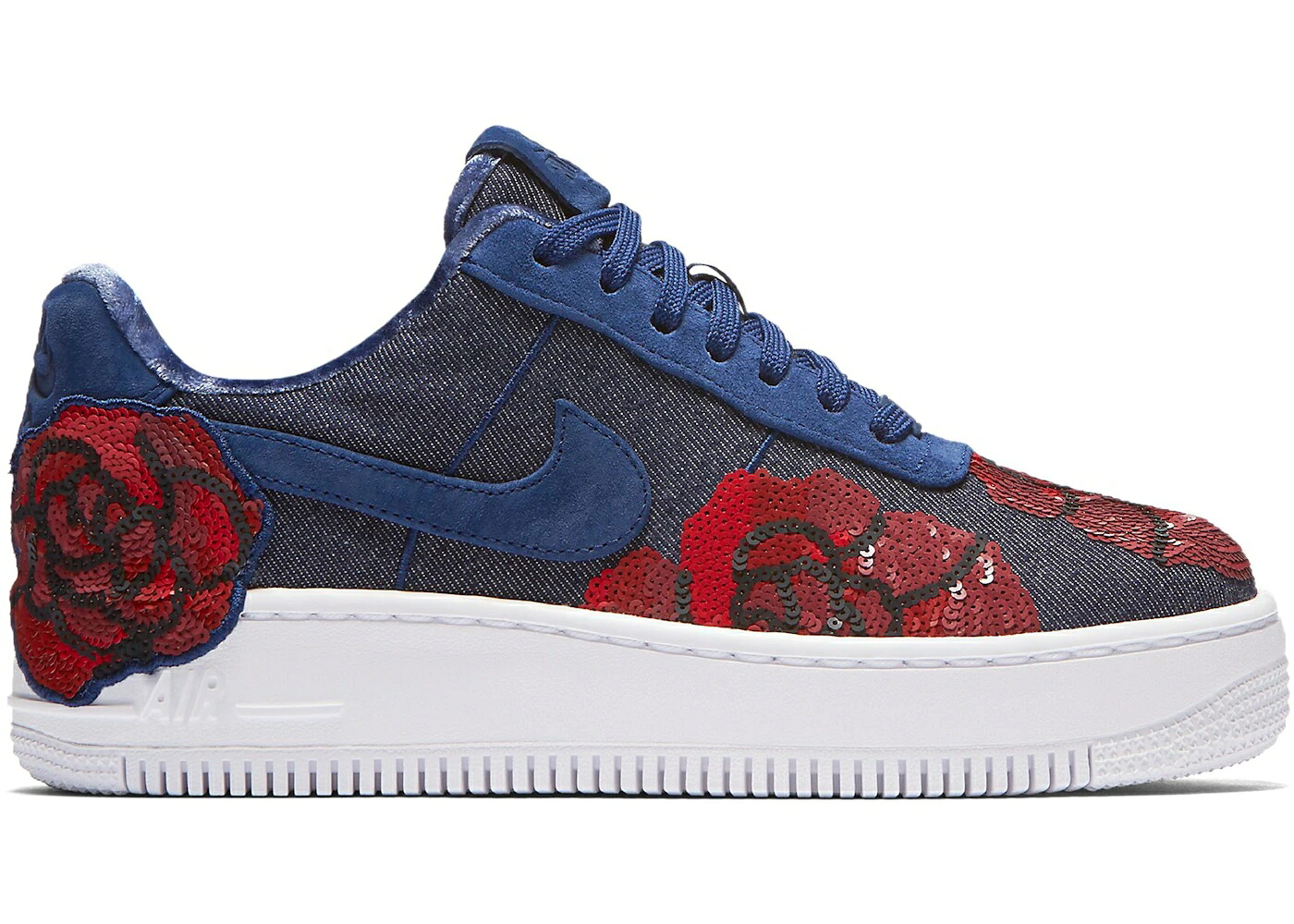 ナイキ ジーンズ サクラ色 青味 青み 空軍 WOMEN\u0027S スニーカー レディース NIKE AIR FORCE 1 UPSTEP LOW DENIM ROSE BLUE (WOMEN\u0027S) / BINARY BLUE BINARY BLUE
