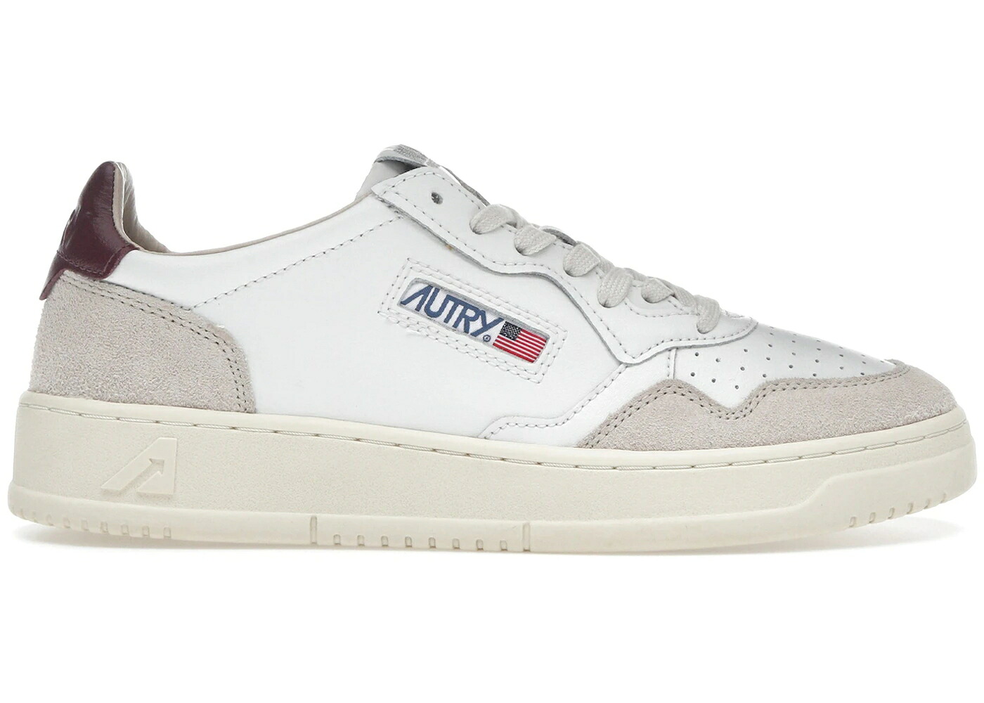 なめし革 白いこと 白いこと ぶどう酒色 バーガンディー WOMEN\u0027S スニーカー レディース AUTRY MEDALIST LEATHER LOW WHITE BURGUNDY (WOMEN\u0027S) / WHITE BURGUNDY