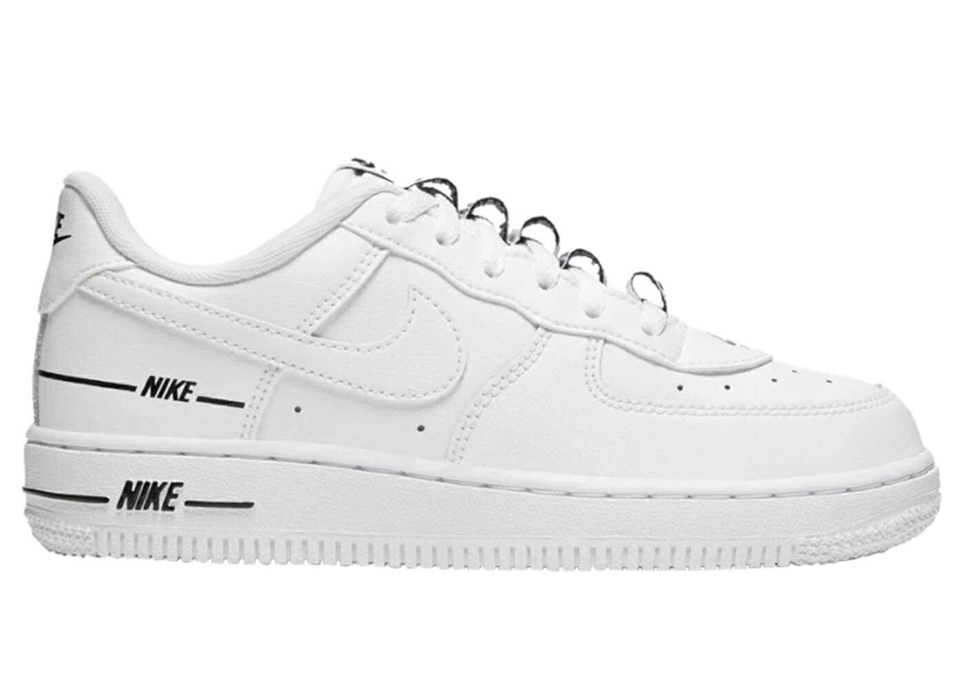 ナイキ 白いこと 白いこと 黒いこと 黒いこと 空軍 御坊っちゃん キッズ NIKE AIR FORCE 1 LV8 3 MULTIPLE LOGOS WHITE (なおなお書き) / WHITE WHITE BLACK もの言う花 マタニティ スニーカー